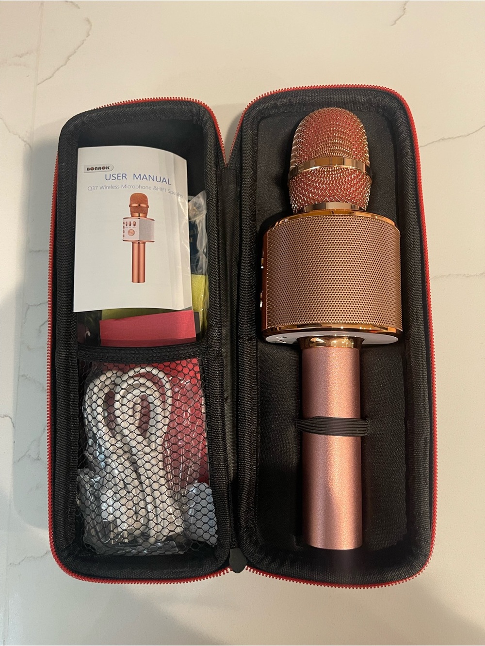 Wireless Karaoke Microphone - Rose Gold Portable Bluetooth Mic
